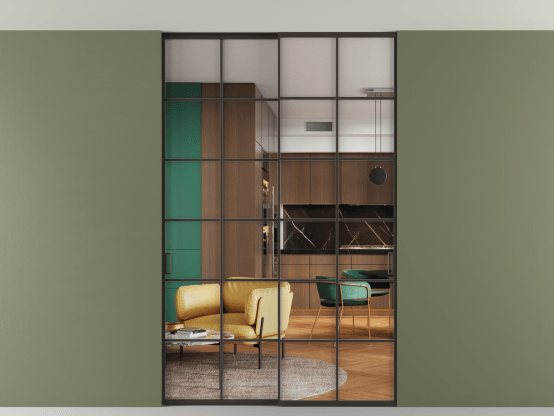 Алюминевая перегородка АЛПР 040.05_ААН_Crystalvision_new. Цвет Алюминий антрацит. Материал Алюминий в эмали. Коллекция Перегородка Formato внутри проёма скрытое крепление в потолок 2 створки. Фото. Алюминевая перегородка АЛПР 040.05_ААН_Crystalvision_new. Цвет Алюминий антрацит. Материал Алюминий в эмали. Коллекция Перегородка Formato внутри проёма скрытое крепление в потолок 2 створки. Картинка.