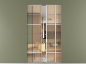 Алюминевая перегородка АЛПР 040.05 МБЛ САТ ОРАНЖ. Цвет Алюминий белоснежный. Материал Алюминий в эмали. Коллекция Перегородка Formato скрытый пенал 2 створки. Картинка.