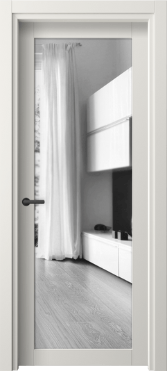 Дверь межкомнатная 2102 СТБЛ Двустороннее зеркало. Цвет Софт-тач белоснежный. Материал Полипропилен. Коллекция Neo. Картинка.