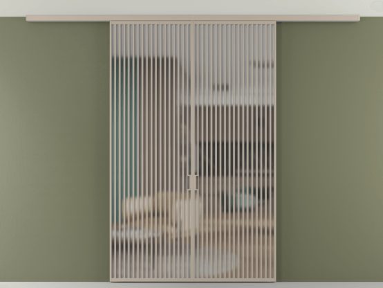 Алюминевая перегородка АЛПР 040.06_АБСК_Matelux Crystalvision_new. Цвет Алюминий бисквитный. Материал Алюминий в эмали. Коллекция Перегородка Formato вдоль стены на потолок 2 створки. Картинка.