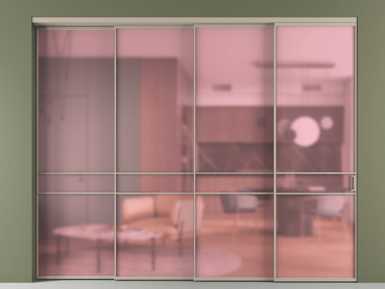 Алюминевая перегородка АЛПР 040.02_АБСК_САТ РОЗ_new. Цвет Алюминий бисквитный. Материал Алюминий в эмали. Коллекция Перегородка Formato внутри проёма 4 створки с синхронным механизмом. Фото. Алюминевая перегородка АЛПР 040.02_АБСК_САТ РОЗ_new. Цвет Алюминий бисквитный. Материал Алюминий в эмали. Коллекция Перегородка Formato внутри проёма 4 створки с синхронным механизмом. Картинка.