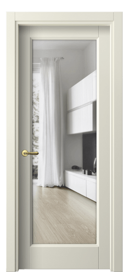 Дверь межкомнатная 1402 ММБ Прозрачное стекло. Цвет Матовый молочно-белый. Материал Гладкая эмаль. Коллекция Galant. Картинка.