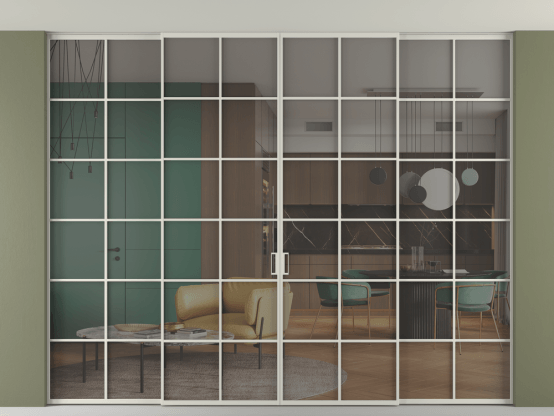 Алюминевая перегородка vn2+2_05 Алюминий тёплый серый Серый прозрачное. Цвет Алюминий тёплый серый. Материал Алюминий в эмали. Коллекция Перегородка Formato внутри проёма скрытое крепление в потолок 4 створки. Фото. Алюминевая перегородка vn2+2_05 Алюминий тёплый серый Серый прозрачное. Цвет Алюминий тёплый серый. Материал Алюминий в эмали. Коллекция Перегородка Formato внутри проёма скрытое крепление в потолок 4 створки. Картинка.