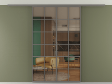 Перегородка Формато вдоль стены на потолок 2 створки