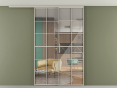 Перегородка Формато вдоль стены на потолок 2 створки с синхронным механизмом