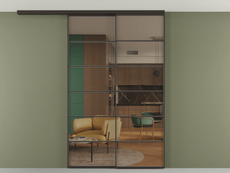 Перегородка Формато вдоль стены на потолок 2 створки с синхронным механизмом