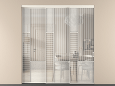 Перегородка Мозаик внутри проёма 3 створки с синхронным механизмом