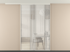 Перегородка Mosaic вдоль стены на потолок 2 створки с синхронным механизмом