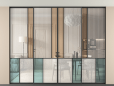 Перегородка Мозаик внутри проёма скрытое крепление в потолок 4 створки