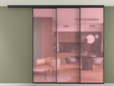 Перегородка Formato вдоль стены на потолок 3 створки с синхронным механизмом