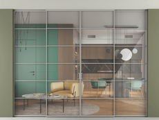 Перегородка Formato внутри проёма скрытое крепление в потолок 4 створки