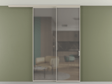 Перегородка Формато вдоль стены на потолок 2 створки с синхронным механизмом