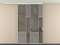 Перегородка Mosaic вдоль стены на потолок 2 створки с синхронным механизмом