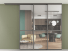 Перегородка Формато вдоль стены на потолок 3 створки с синхронным механизмом