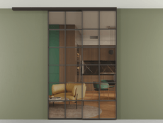 Перегородка Формато вдоль стены на потолок 2 створки с синхронным механизмом