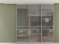 Перегородка Формато вдоль стены на потолок 3 створки с синхронным механизмом