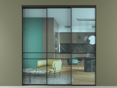 Перегородка Formato внутри проёма 3 створки с синхронным механизмом