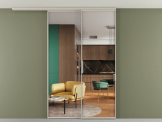 Перегородка Formato вдоль стены на потолок 2 створки с синхронным механизмом