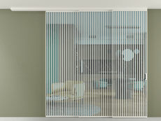 Перегородка Формато вдоль стены на потолок 3 створки с синхронным механизмом