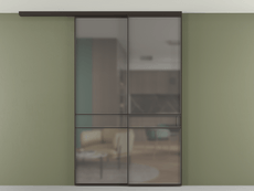 Перегородка Формато вдоль стены на потолок 2 створки с синхронным механизмом