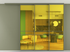 Перегородка Formato вдоль стены на потолок 3 створки с синхронным механизмом