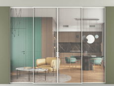 Перегородка Formato внутри проёма скрытое крепление в потолок 4 створки