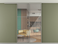 Перегородка Формато вдоль стены на потолок 2 створки с синхронным механизмом