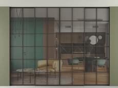 Перегородка Formato внутри проёма скрытое крепление в потолок 4 створки