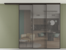 Перегородка Formato вдоль стены на потолок 3 створки с синхронным механизмом