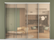 Перегородка Formato внутри проёма 4 створки с синхронным механизмом