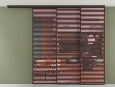 Перегородка Формато вдоль стены на потолок 3 створки с синхронным механизмом