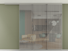 Перегородка Формато вдоль стены на потолок 3 створки с синхронным механизмом