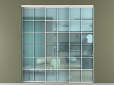 Перегородка Formato внутри проёма 3 створки с синхронным механизмом