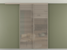 Перегородка Формато вдоль стены на потолок 2 створки с синхронным механизмом