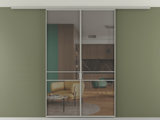 Перегородка Formato вдоль стены на потолок 2 створки