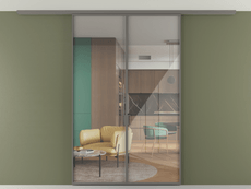 Перегородка Формато вдоль стены на потолок 2 створки