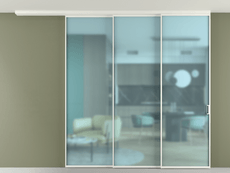 Перегородка Формато вдоль стены на потолок 3 створки с синхронным механизмом