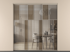 Перегородка Mosaic внутри проёма 3 створки с синхронным механизмом