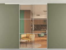 Перегородка Формато вдоль стены на потолок 2 створки с синхронным механизмом