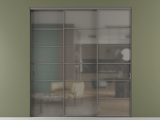 Перегородка Formato внутри проёма 3 створки с синхронным механизмом