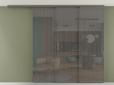 Перегородка Формато вдоль стены на потолок 3 створки с синхронным механизмом