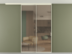 Перегородка Формато вдоль стены на потолок 2 створки с синхронным механизмом