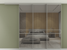 Перегородка Formato вдоль стены на потолок 3 створки с синхронным механизмом