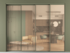 Перегородка Formato внутри проёма 4 створки с синхронным механизмом