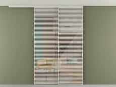 Перегородка Формато вдоль стены на потолок 2 створки с синхронным механизмом