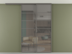 Перегородка Формато вдоль стены на потолок 2 створки с синхронным механизмом