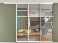 Перегородка Формато вдоль стены на потолок 3 створки с синхронным механизмом