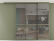 Перегородка Формато вдоль стены на потолок 3 створки с синхронным механизмом