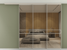 Перегородка Формато вдоль стены на потолок 3 створки с синхронным механизмом