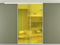 Перегородка Формато вдоль стены на потолок 2 створки с синхронным механизмом